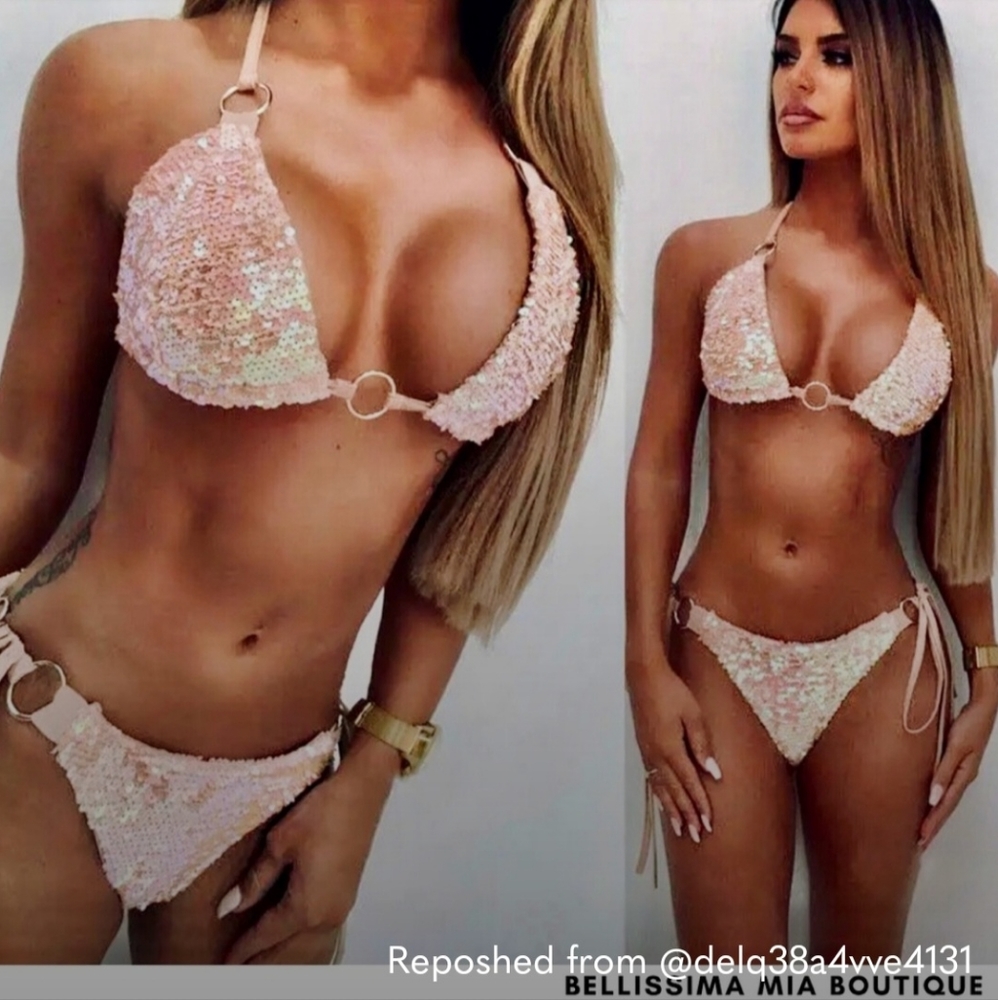 Soft Pink Sequin Bikini size medium